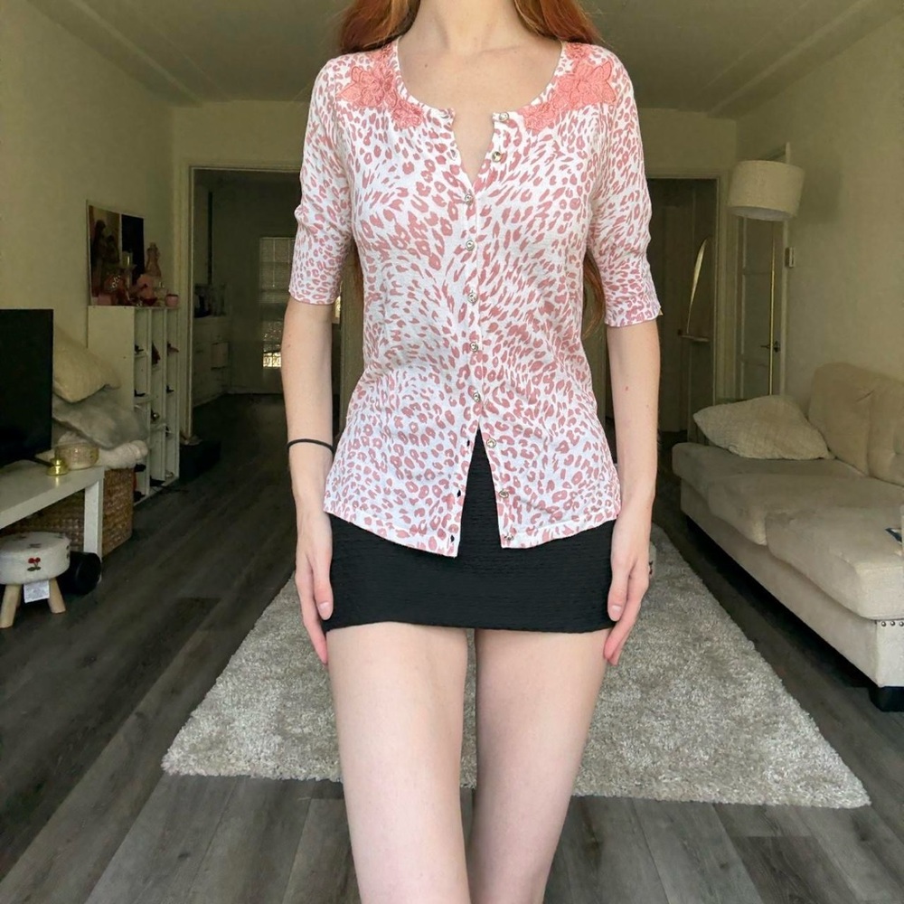 BETSEY JOHNSON LEOPARD PRINT CARDIGAN